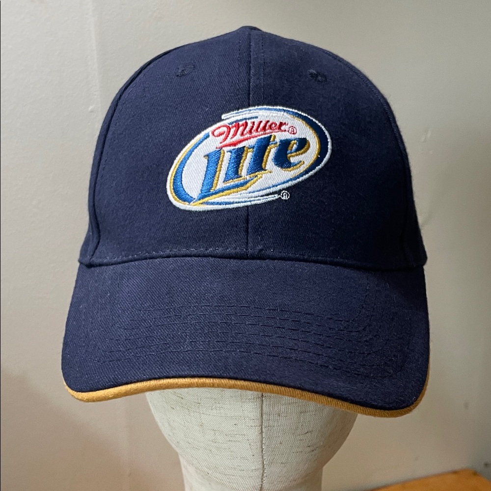 ACME Navy Miller Lite Embroidered Logo Cap with Gold Piping